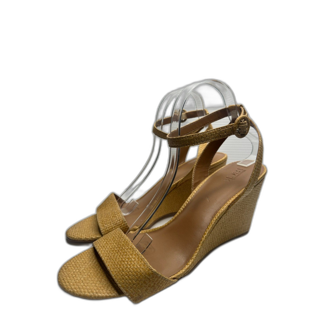 Nordstrom Rack Wedge Sandal 10 Ankle Strap Minimalist Tan Nude Beige Carrie - Picture 4 of 10